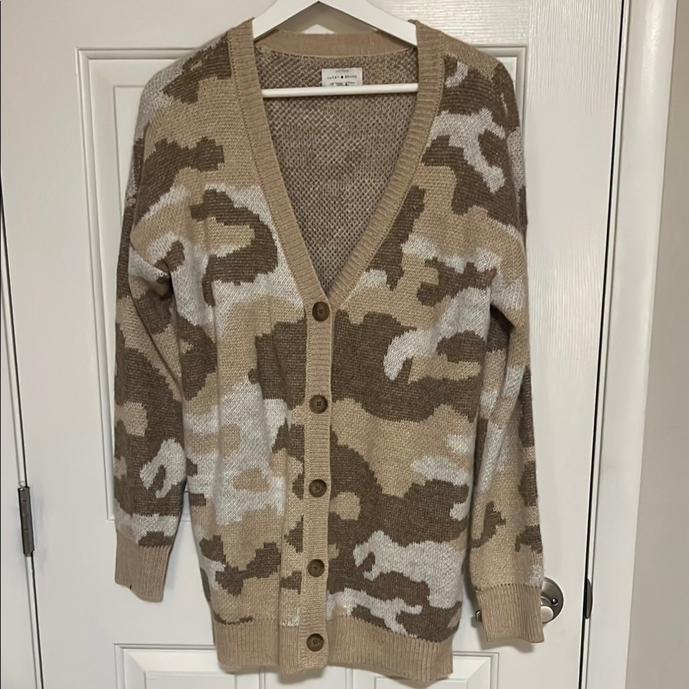 Cozy Camo Cardigan Sweater